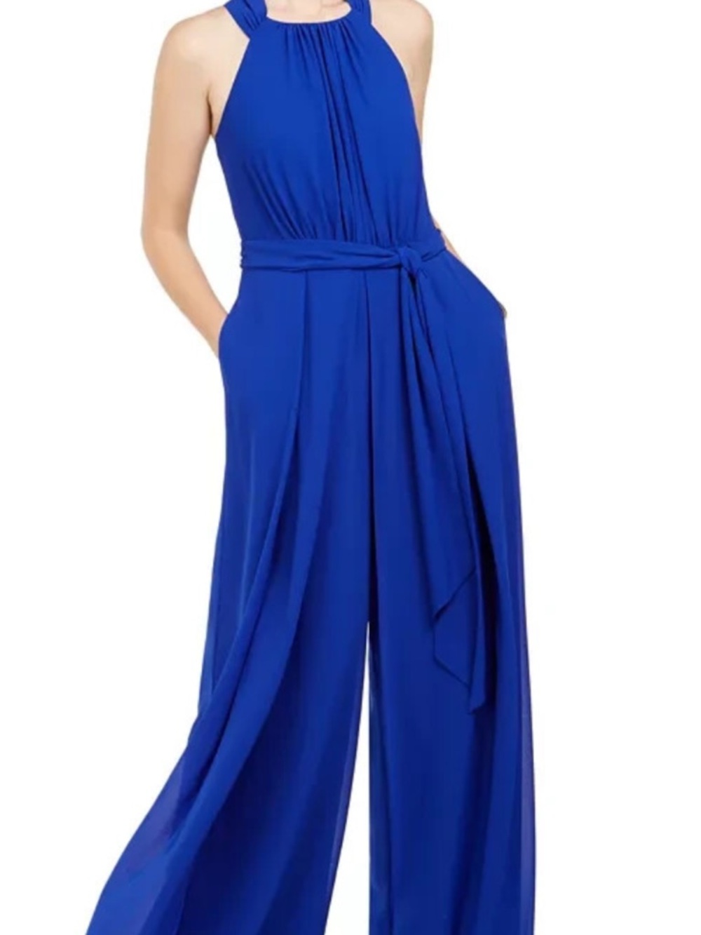 Vince Camuto Halter Wide-Leg Jumpsuit in Cobalt Blue